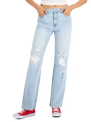 Zerrissene Waschjeans für Damen, Hellblau