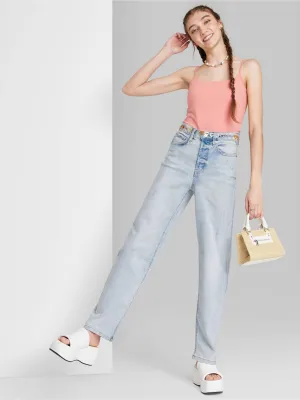 Zerrissene Waschjeans für Damen, Hellblau
