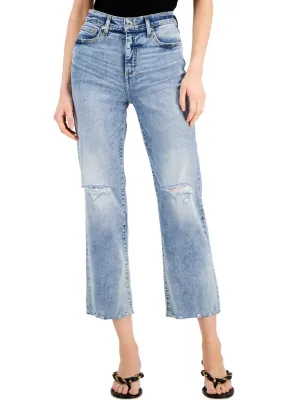 Zerrissene Waschjeans für Damen, Hellblau