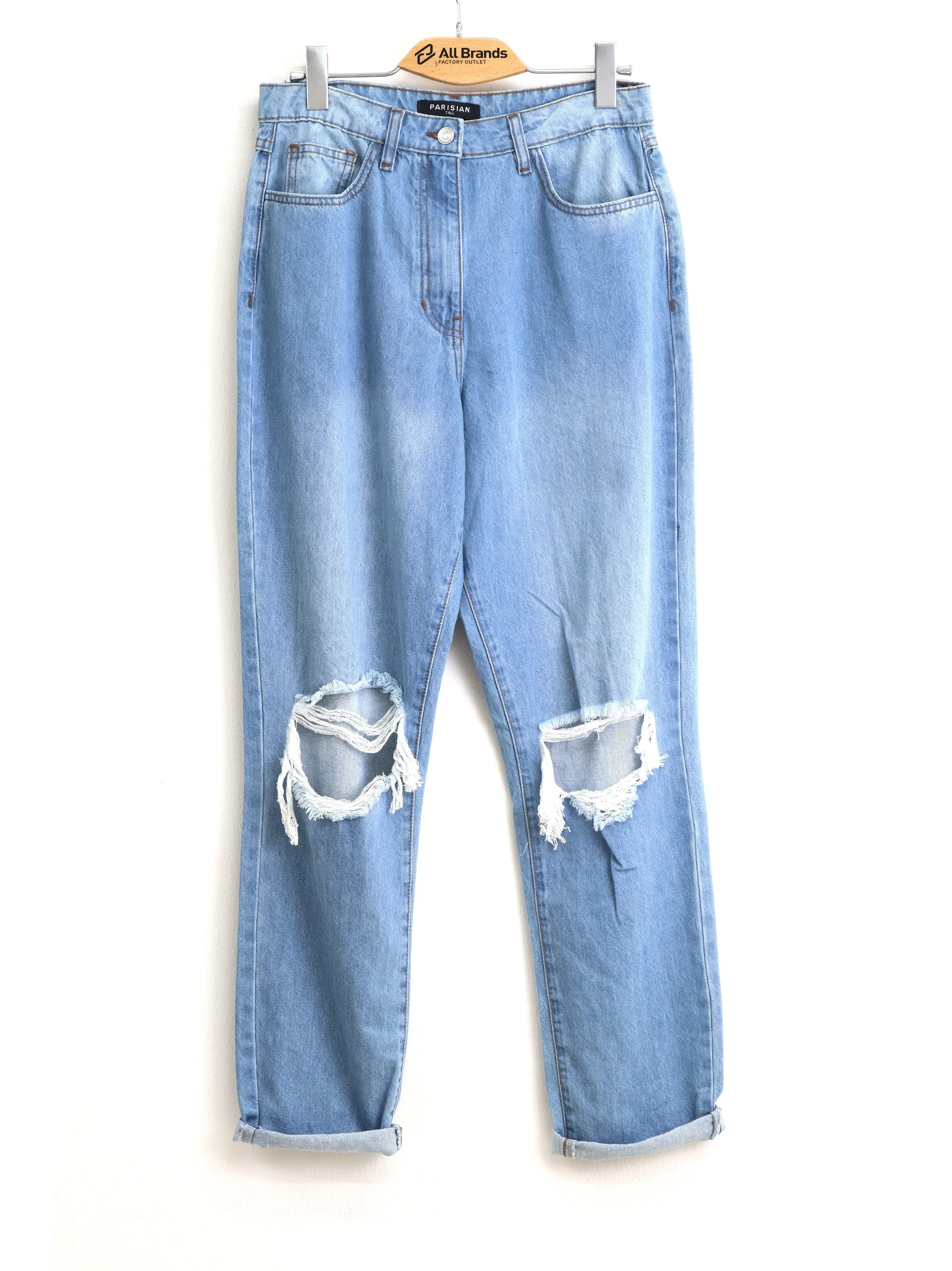 Zerrissene Waschjeans für Damen, Hellblau