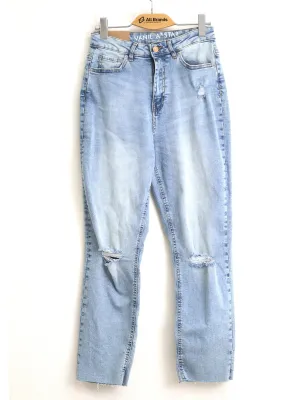 Zerrissene Waschjeans für Damen, Hellblau