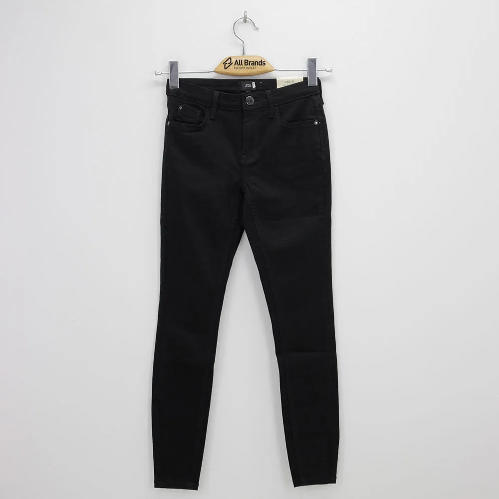 Damen Slim Fit Jeans, Einfarbig, Schwarz