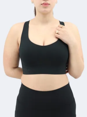 Damen-Sport-Crop-Top, Schwarz