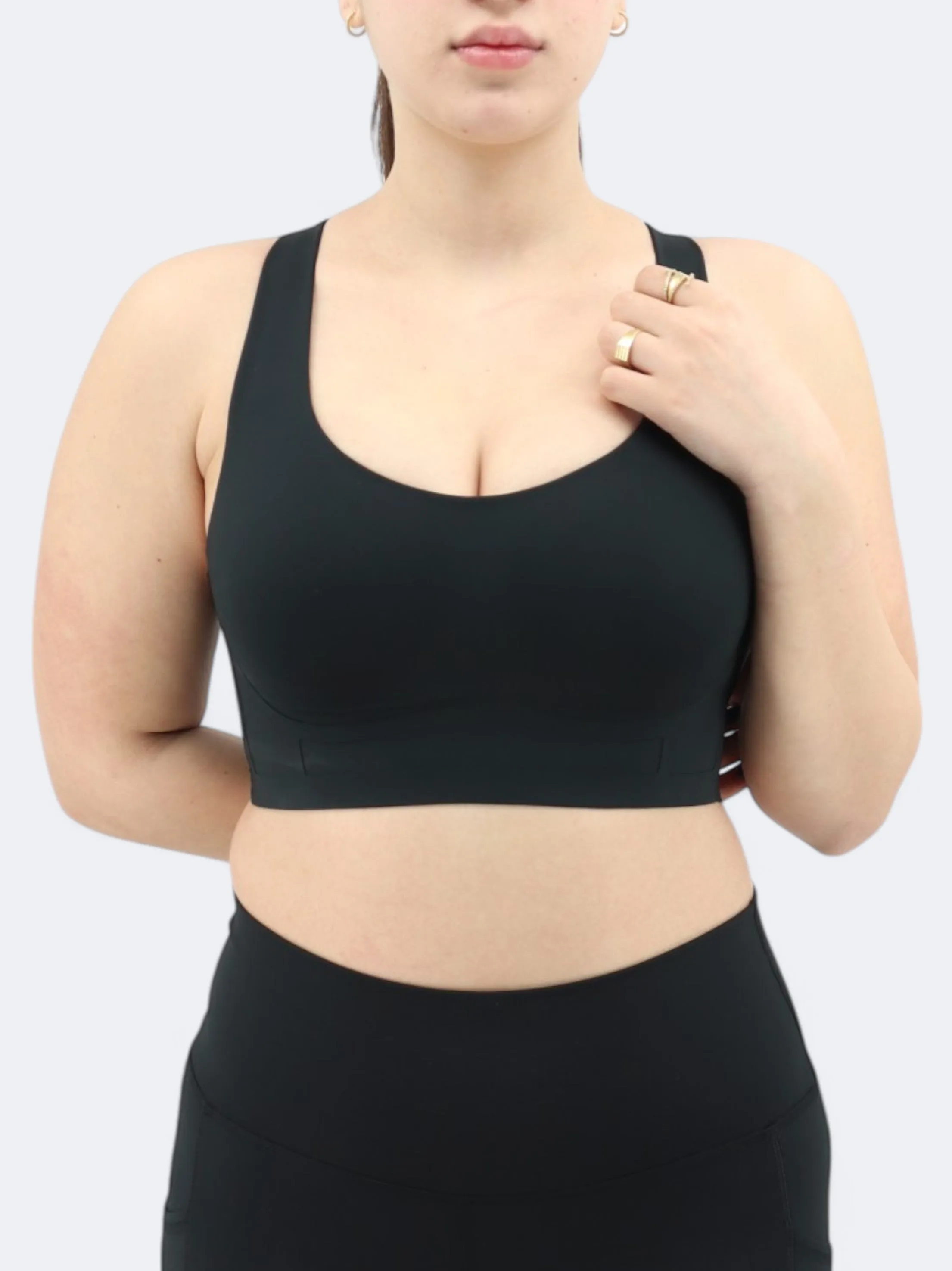Damen-Sport-Crop-Top, Schwarz