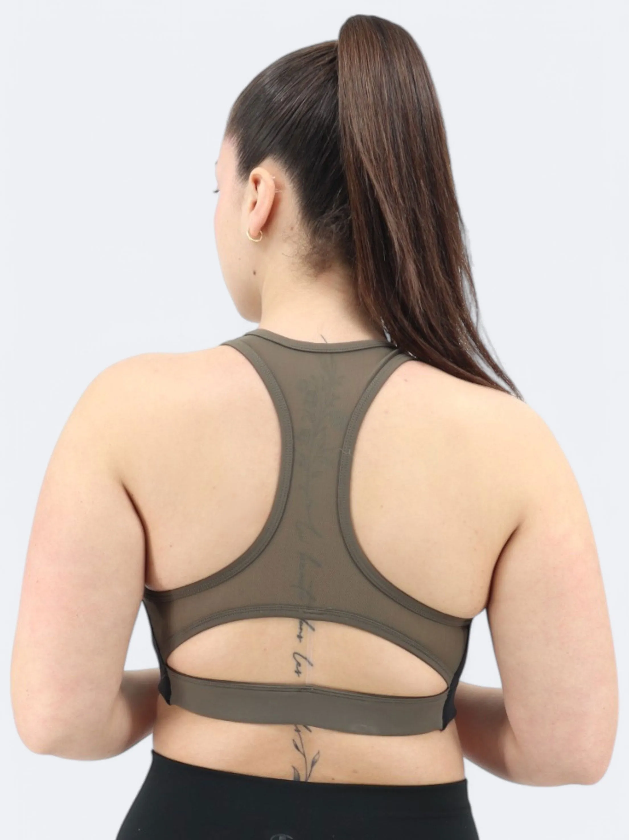 Damen-Sport-Crop-Top, Taupe