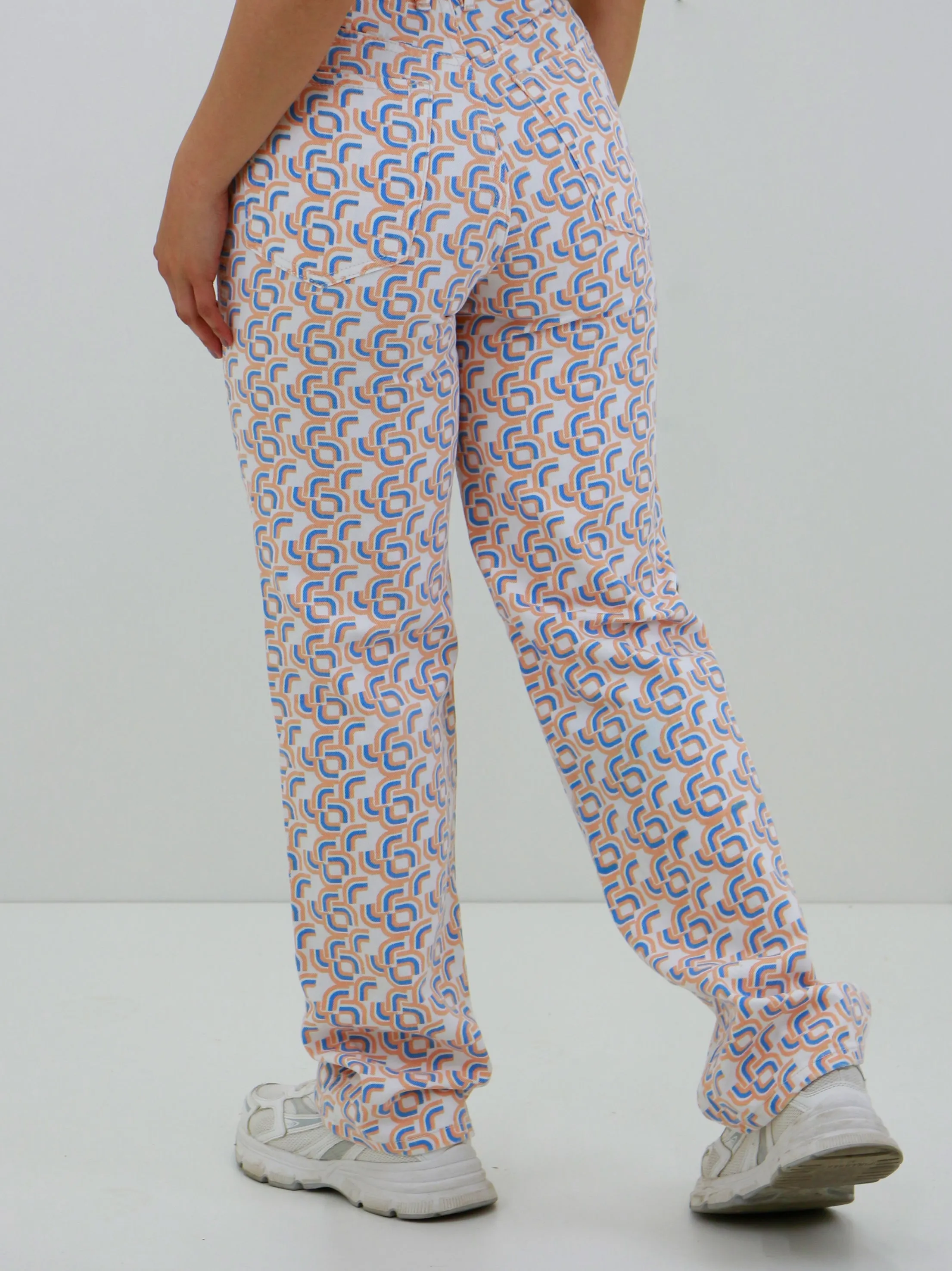 Damen Jeans Straight Fit mit grafischem Aufdruck, Mehrfarbig