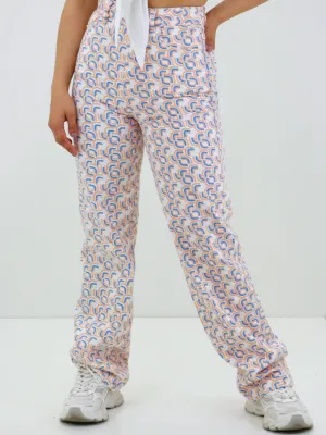 Damen Jeans Straight Fit mit grafischem Aufdruck, Mehrfarbig