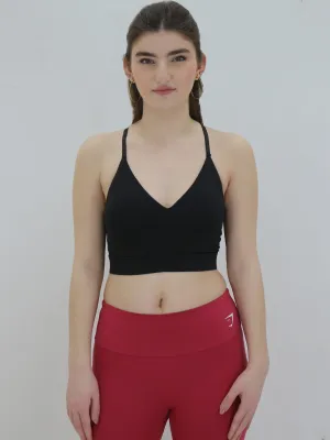 Damen-Sport-BH mit Streifen, Schwarz