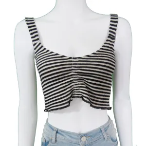Damen Gestreiftes Cropped Top, Schwarz/Beige