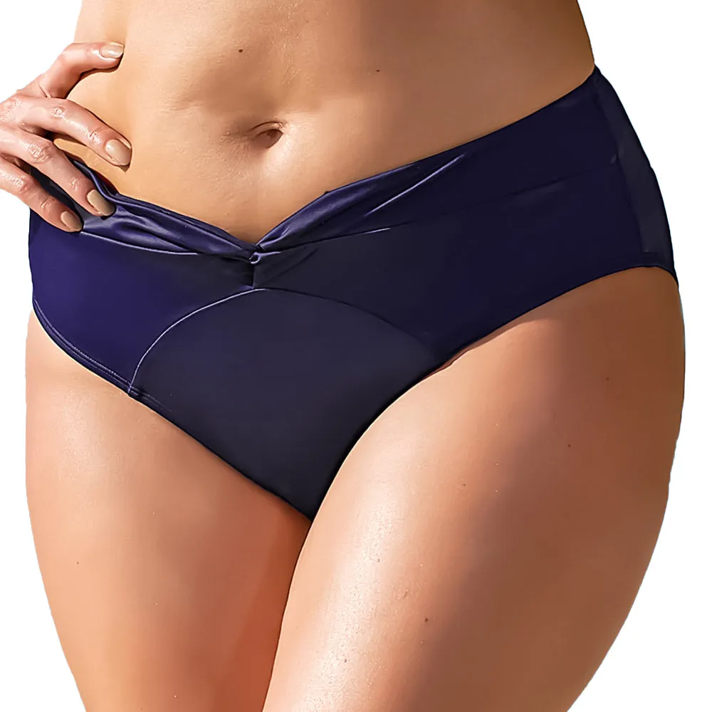 Damen-Bikini-Höschen mit V-Ausschnitt, Marineblau