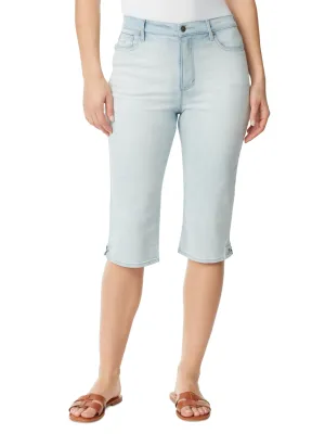 Damen Capri-Jeans, gewaschen, hellblau