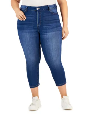Damen Stonewashed Cropped Jeans, Blau