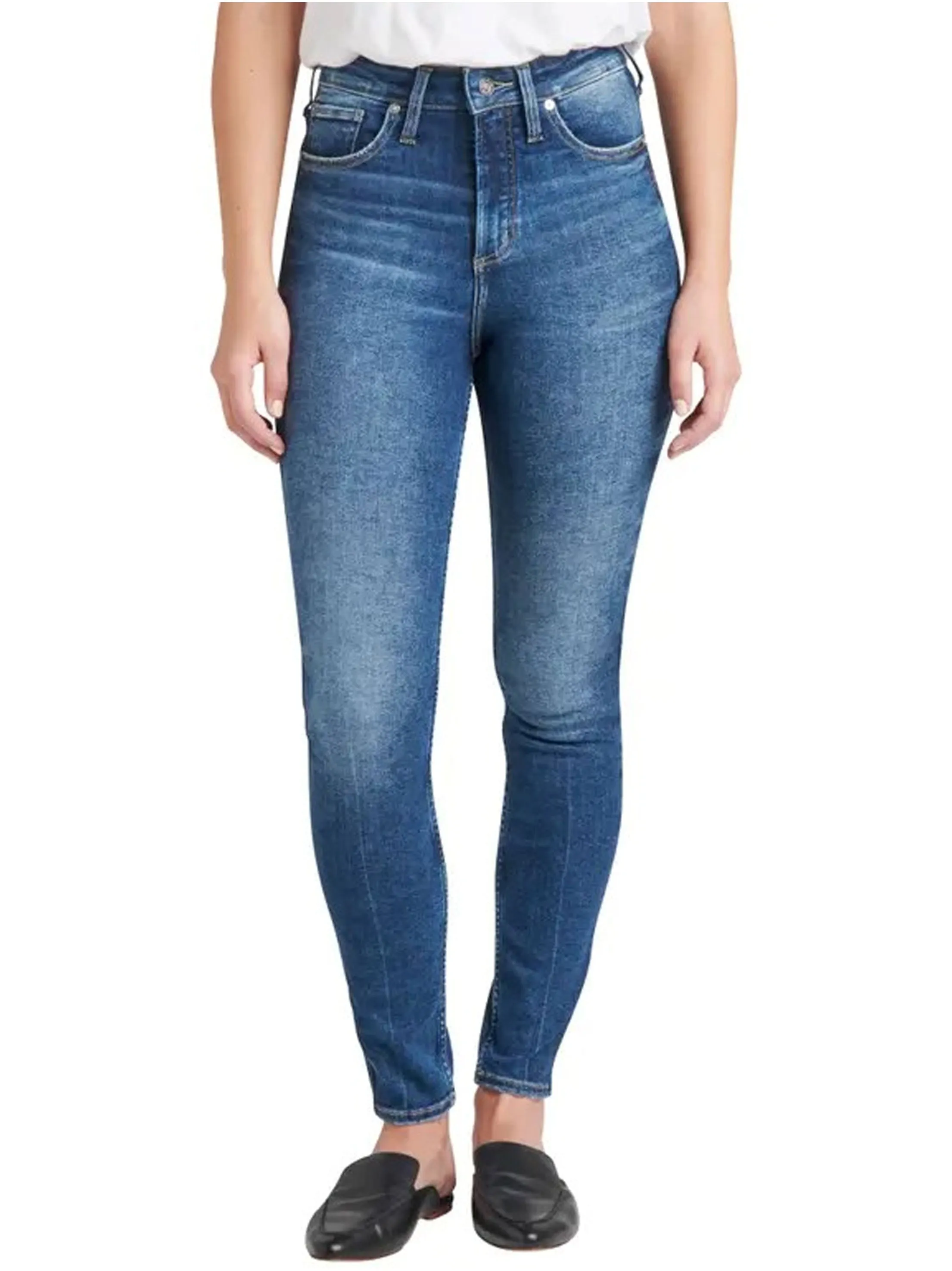Damen-Washed-Jeans, Blau