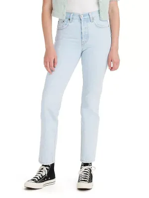 Damen-Washed-Jeans, Hellblau
