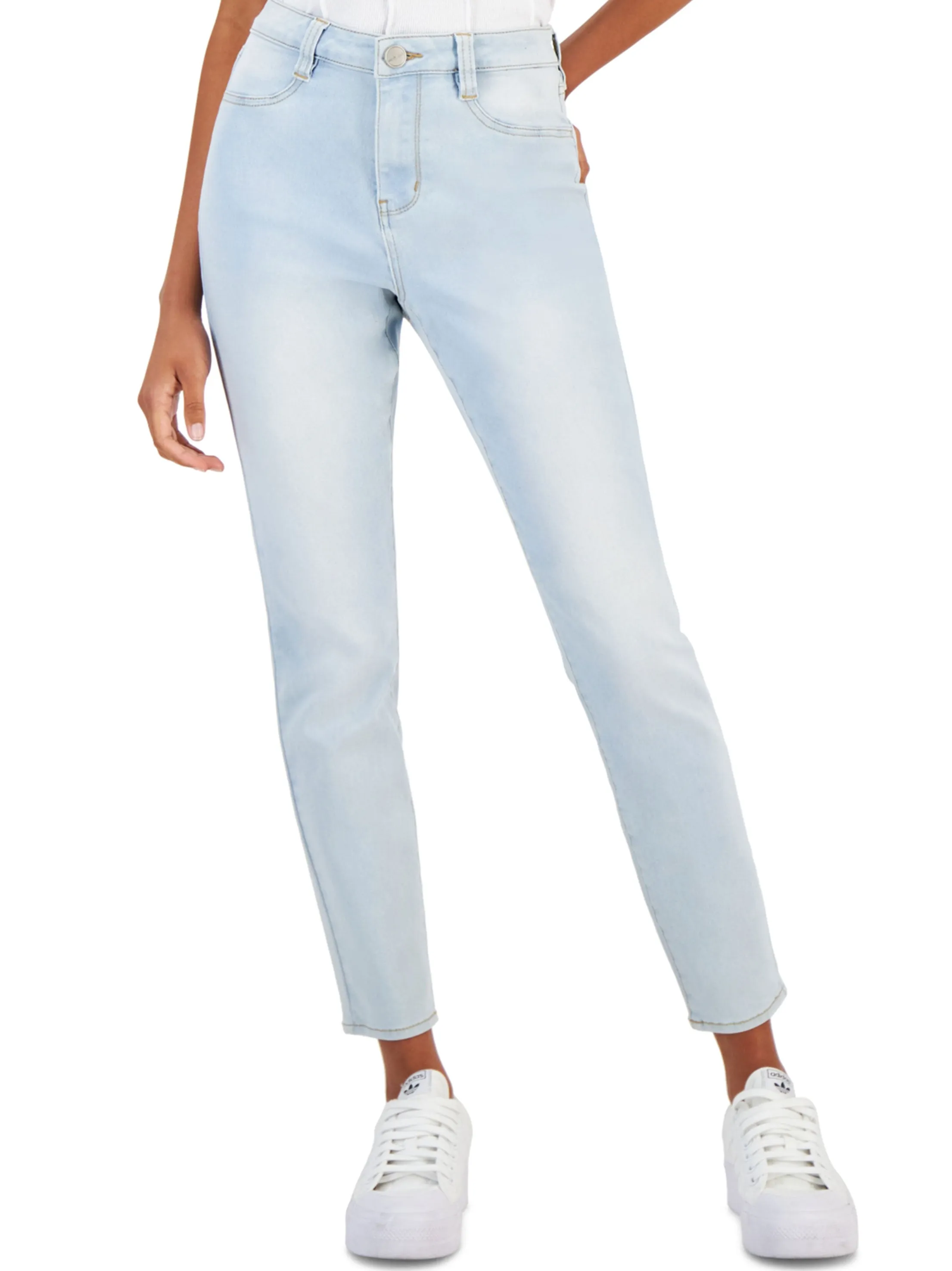 Damen-Washed-Jeans, Hellblau