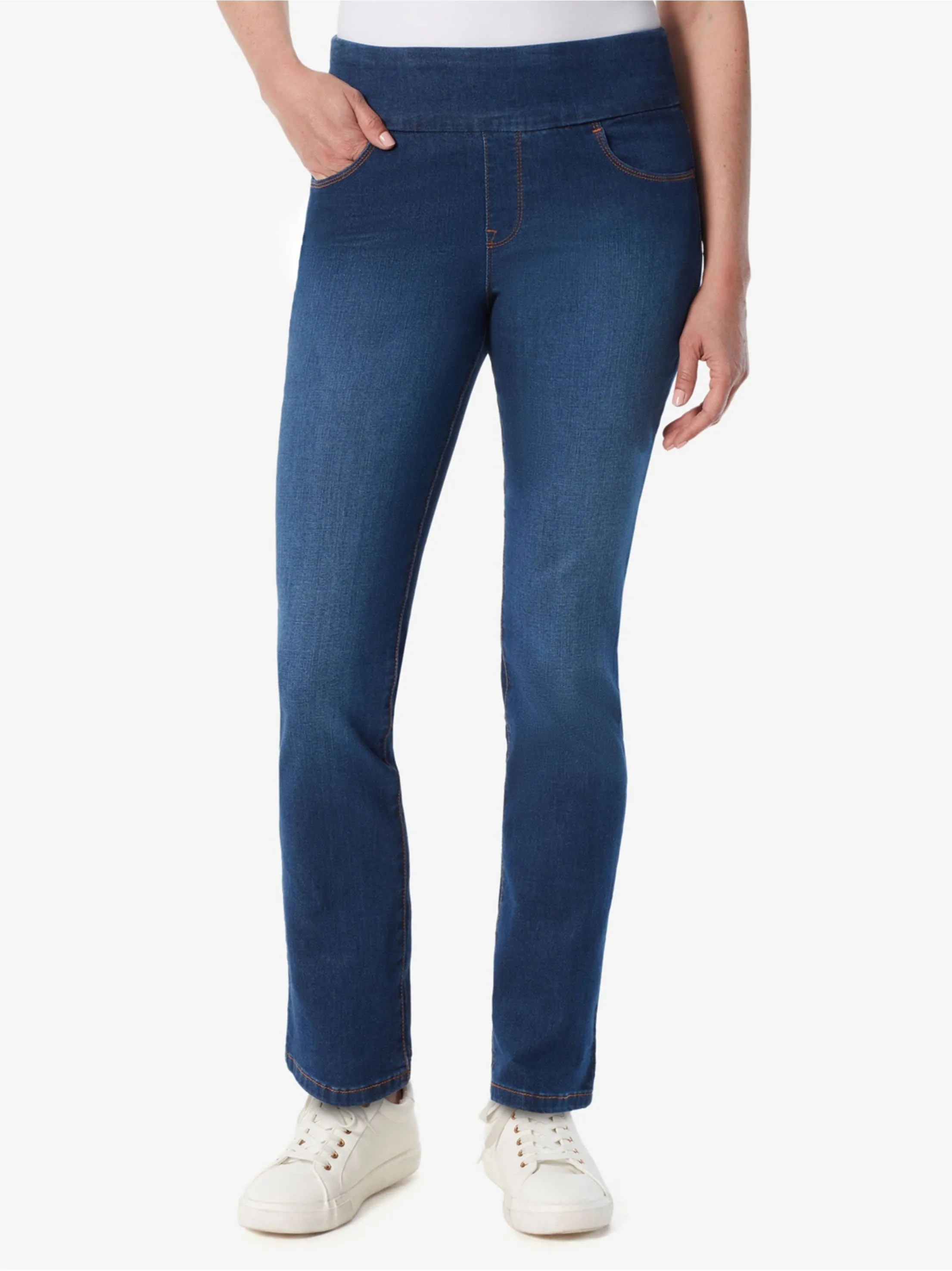 Damen Jeans mit Washeffekt, Blau