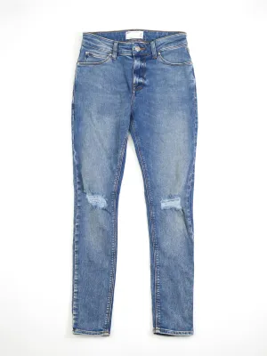 Damen Stonewashed Ripped Skinny Jeans, Blau
