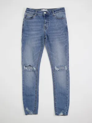 Damen Stonewashed Ripped Skinny Jeans, Blau