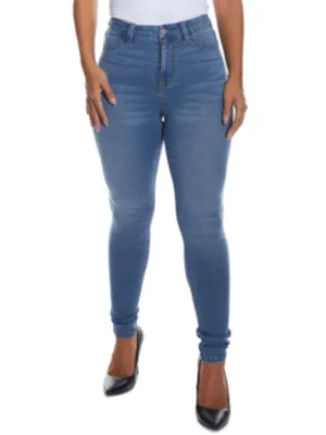 Damen Skinny Jeans mit Used-Optik, Blau