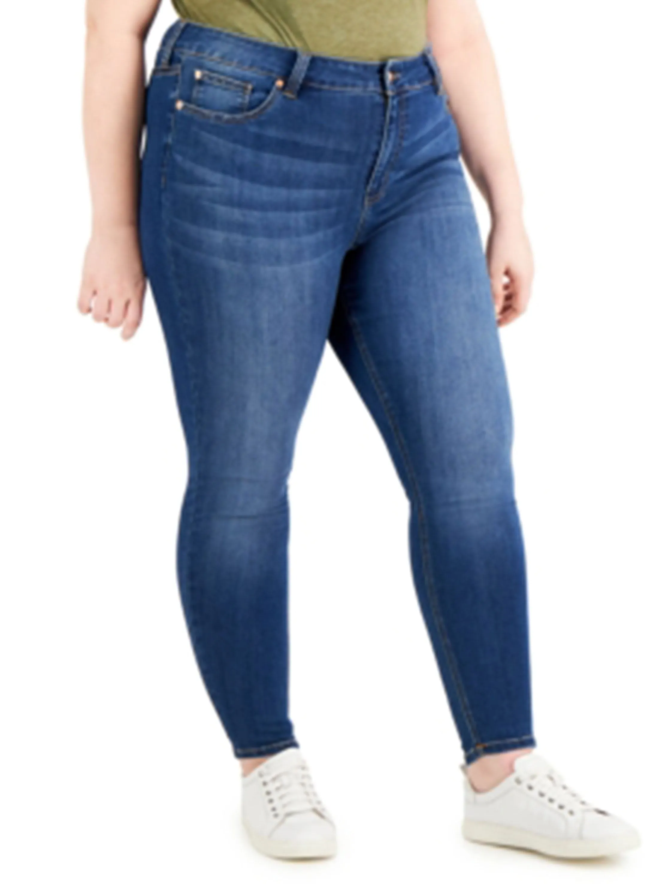 Damen Skinny Jeans mit Used-Optik, Blau