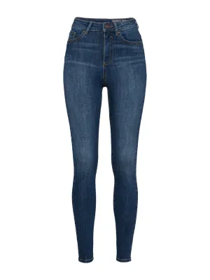 Damen Skinny Jeans mit Used-Optik, Blau