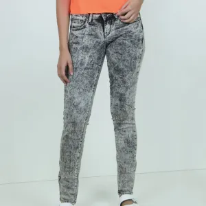 Damen Skinny Jeans mit Used-Optik, Grau