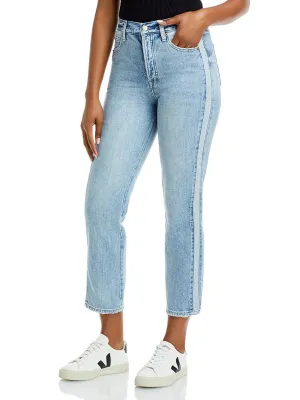 Damen Washed Straight Jeans, Hellblau