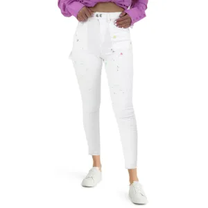 Damen-Stretchjeans, gewaschen, Weiß