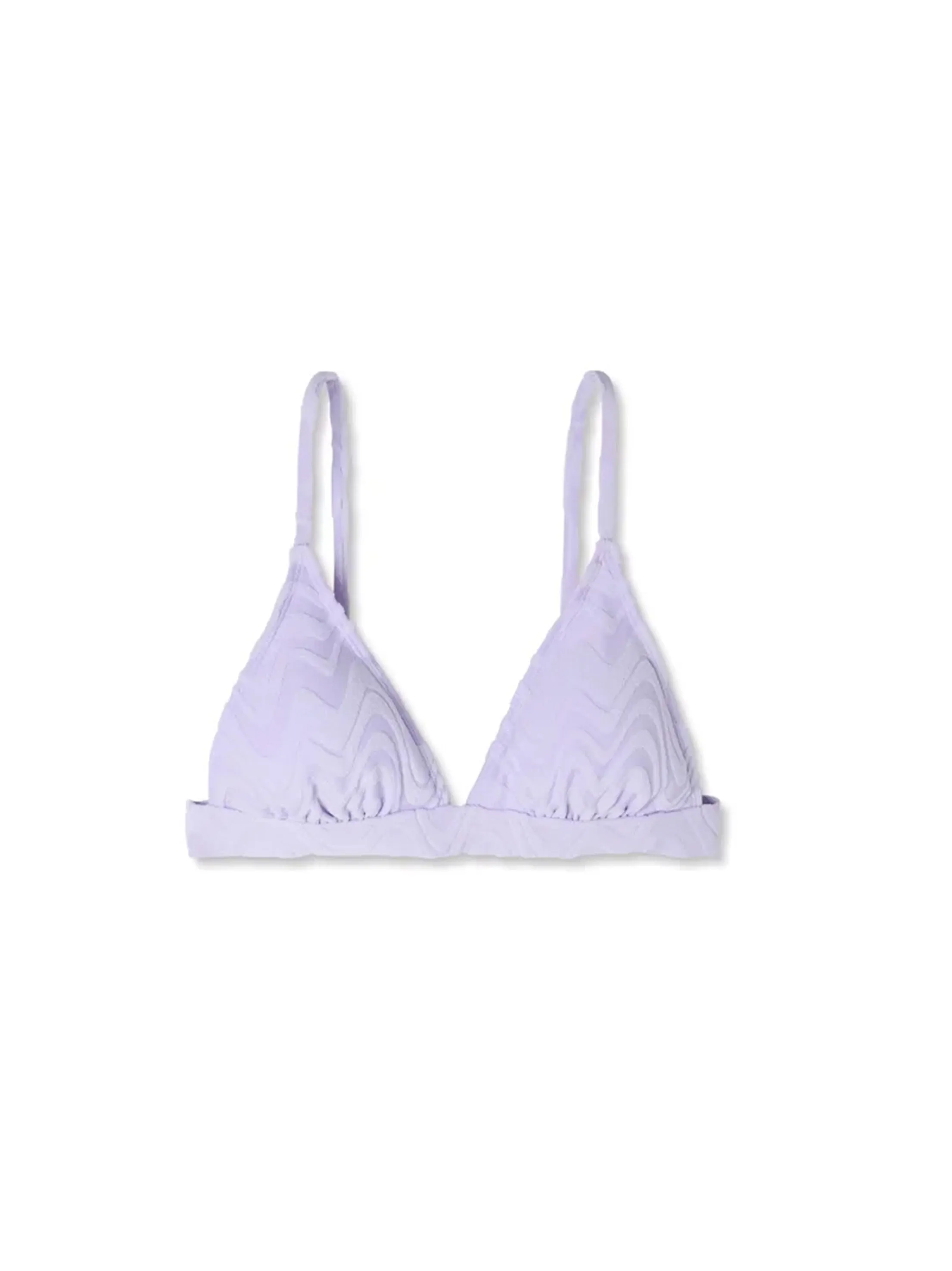 Damen-Bikini-Oberteil mit gewelltem Terry-Stoff und Dreiecksform, Hellviolett