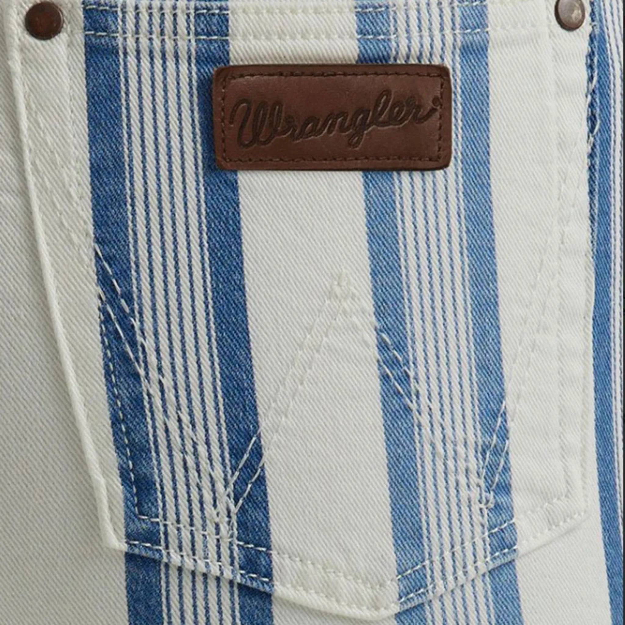 Wrangler Blue & White Streifen Flare Jeans