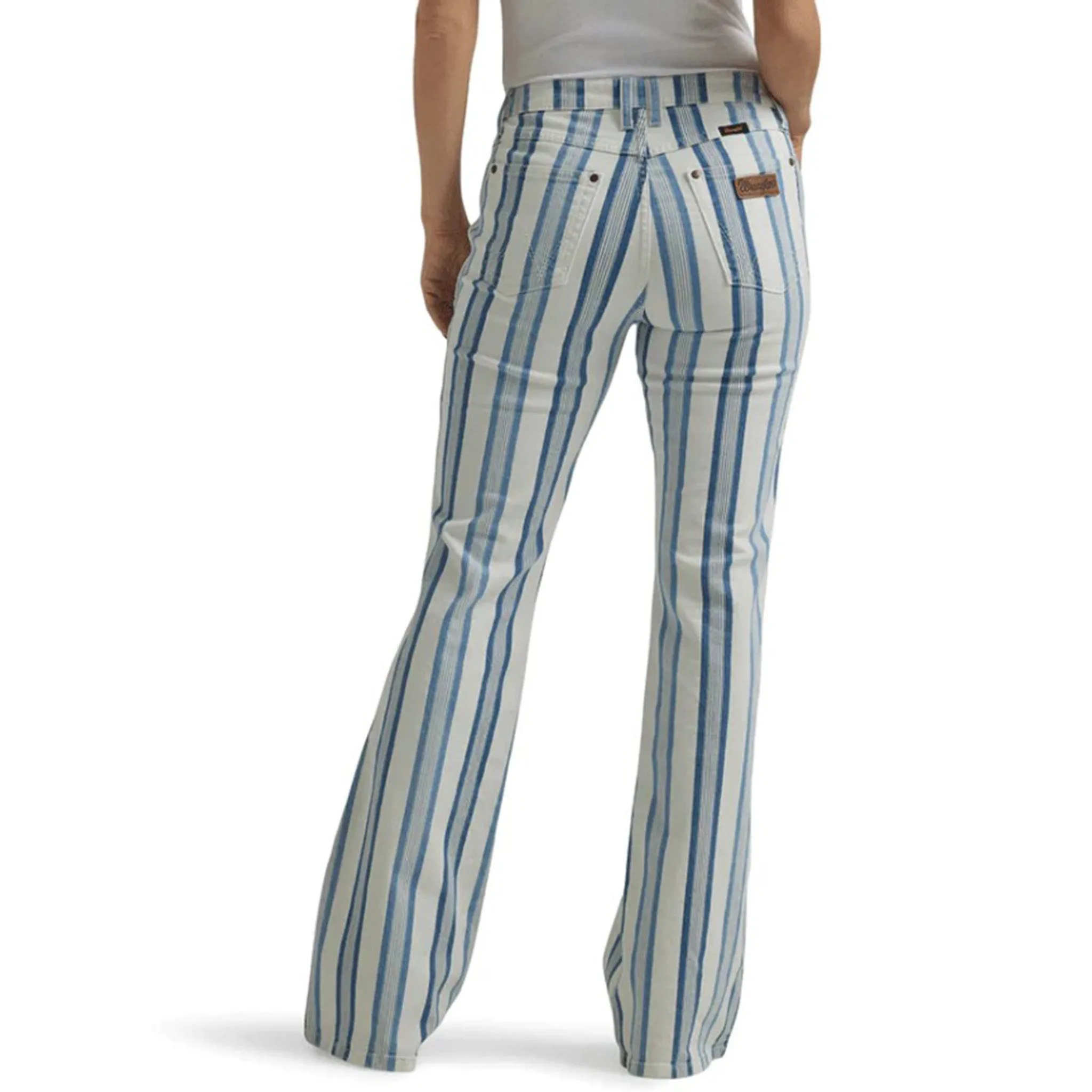 Wrangler Blue & White Streifen Flare Jeans