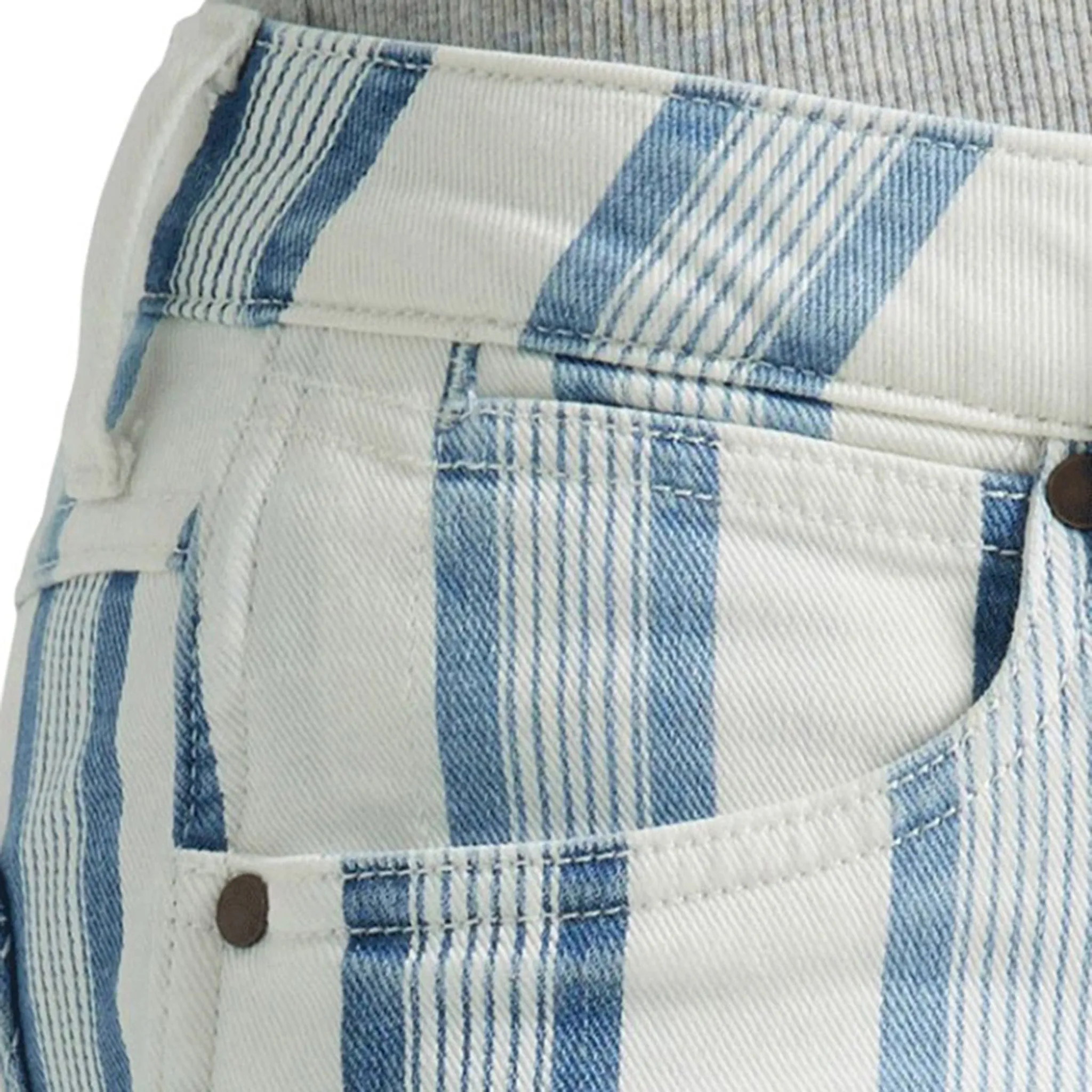 Wrangler Blue & White Streifen Flare Jeans