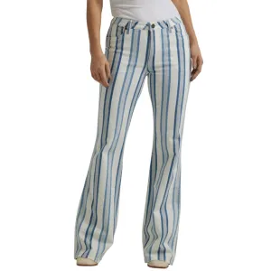 Wrangler Blue & White Streifen Flare Jeans
