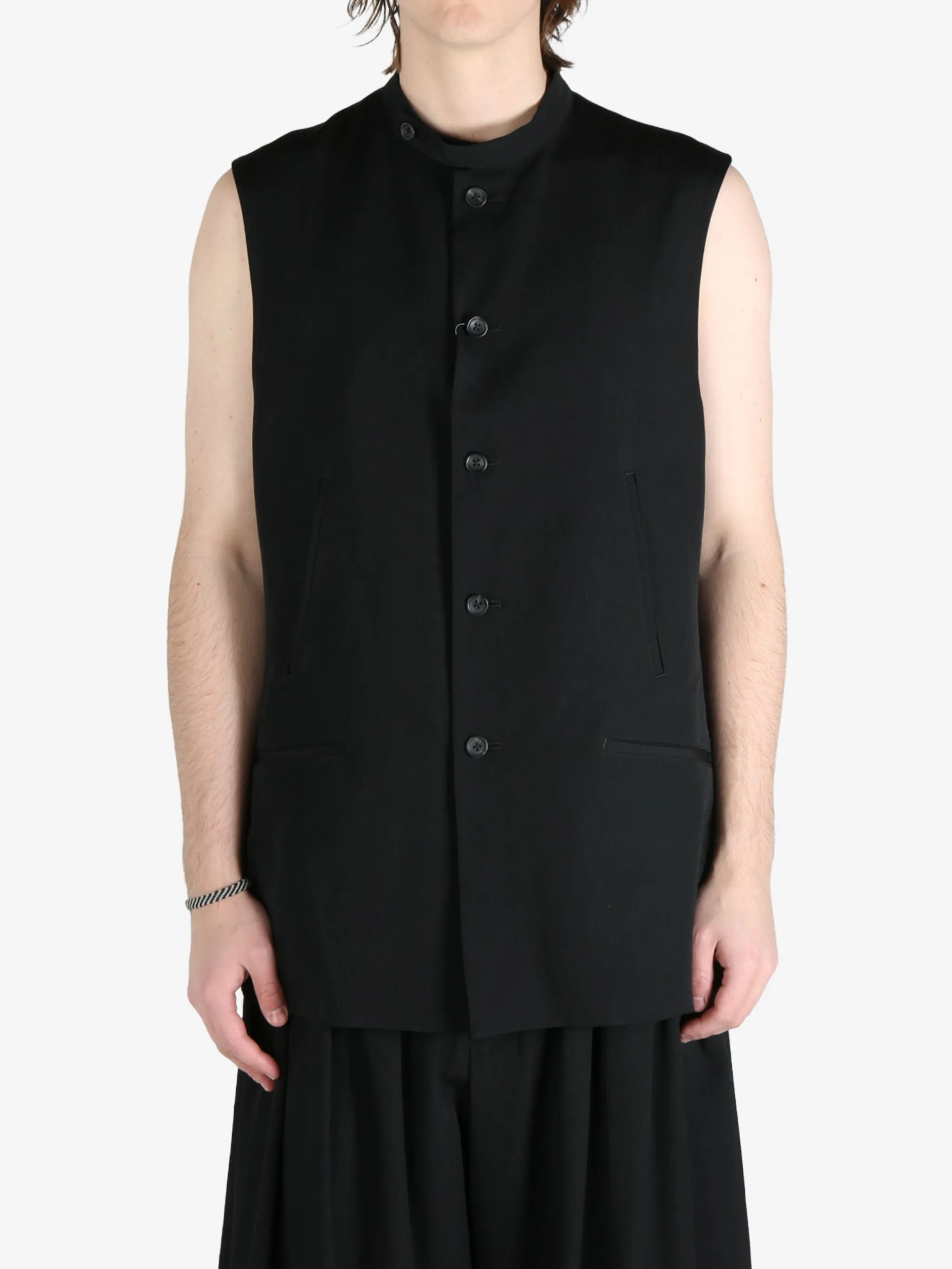 YOHJI YAMAMOTO POUR HOMME - Herren Stehkragen-Weste Kleidung_yohji-yamamoto
