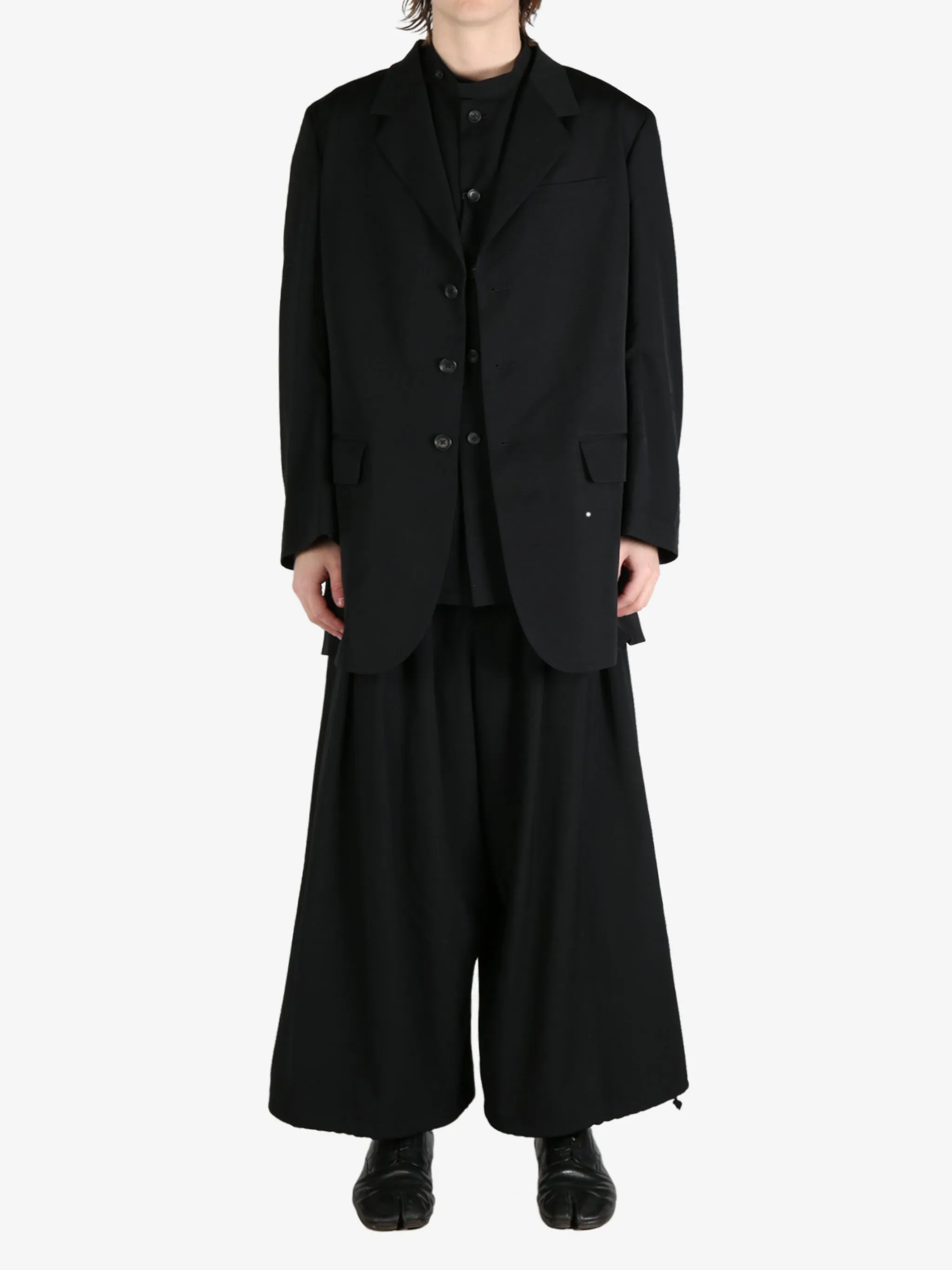 YOHJI YAMAMOTO POUR HOMME - Herren Woll-Gabardine-Jacke mit Rückenöffnung Kleidung_yohji-yamamoto