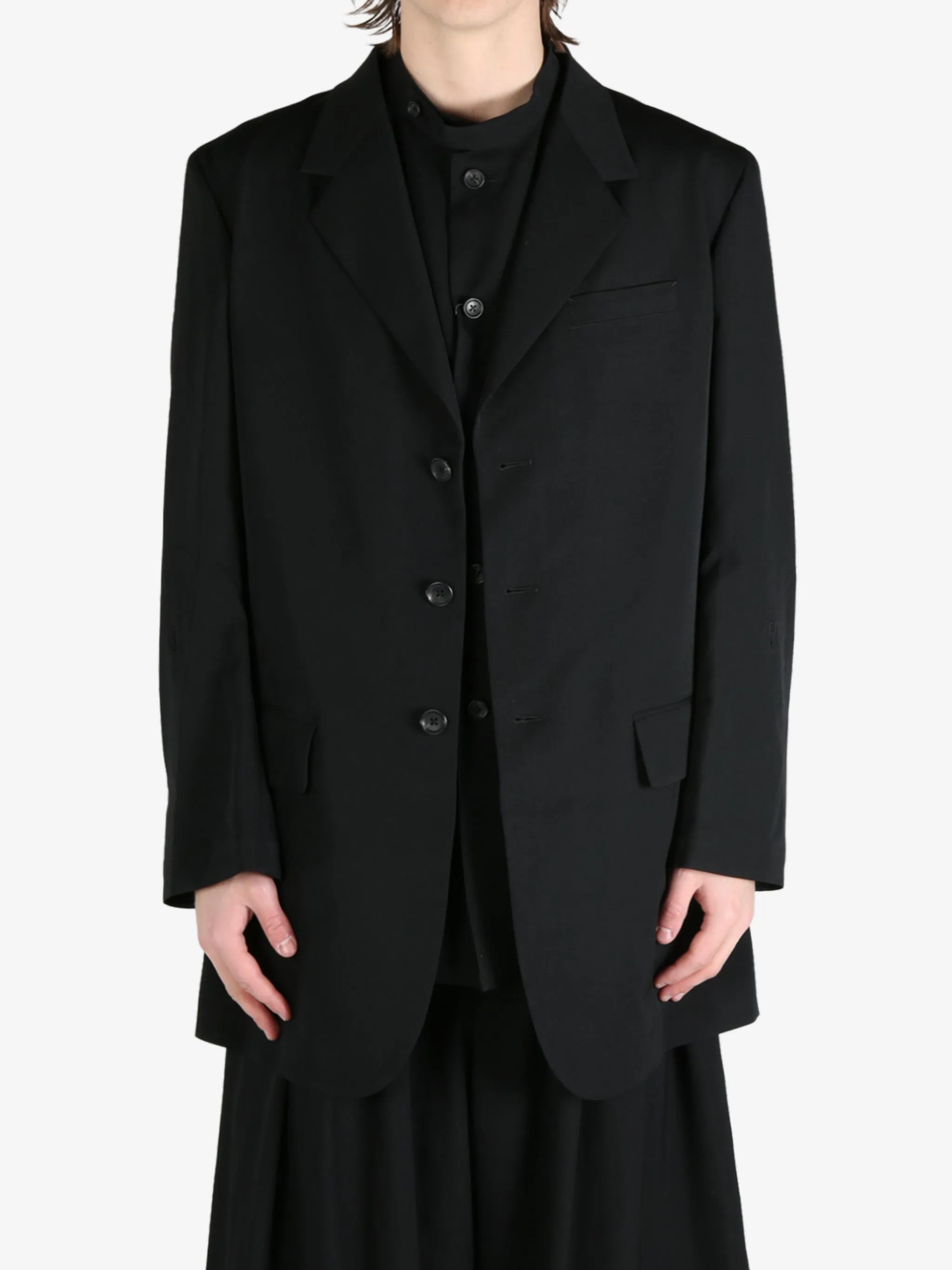 YOHJI YAMAMOTO POUR HOMME - Herren Woll-Gabardine-Jacke mit Rückenöffnung Kleidung_yohji-yamamoto