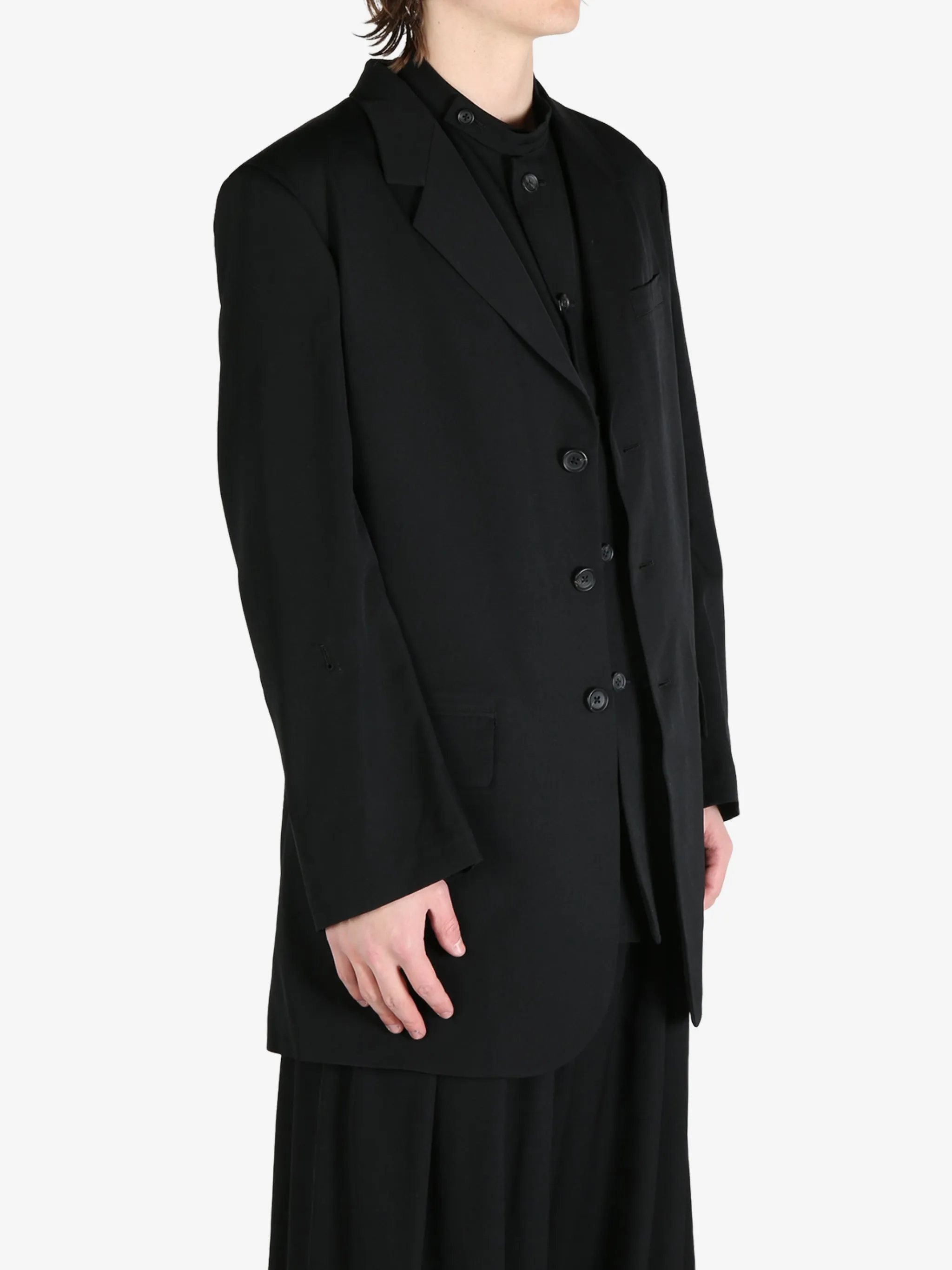 YOHJI YAMAMOTO POUR HOMME - Herren Woll-Gabardine-Jacke mit Rückenöffnung Kleidung_yohji-yamamoto