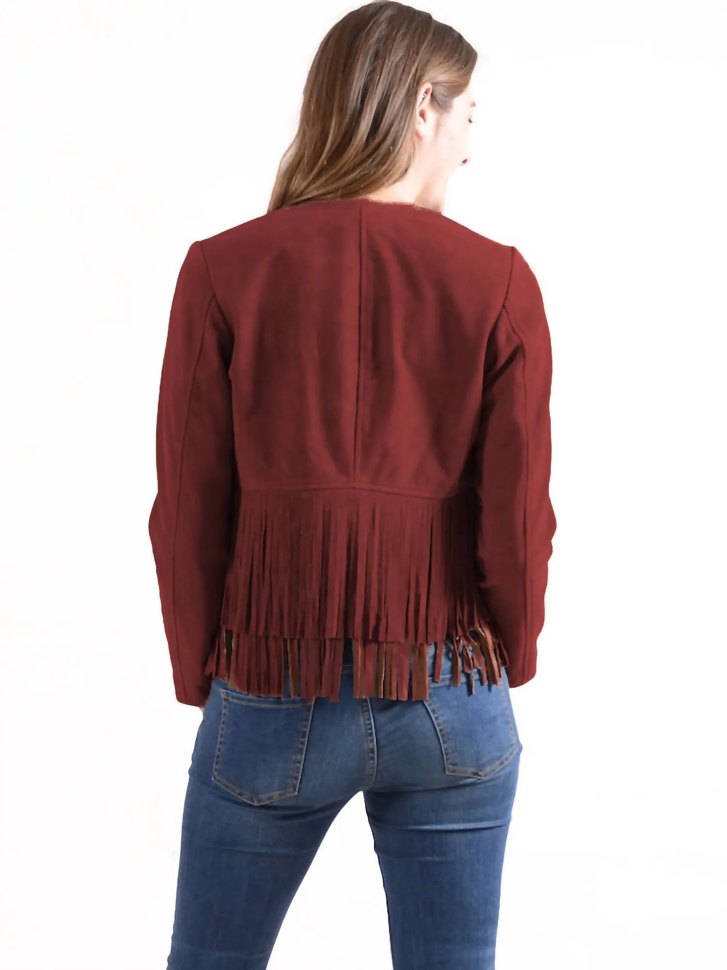 Zita Wildleder-Fransenjacke in Masala